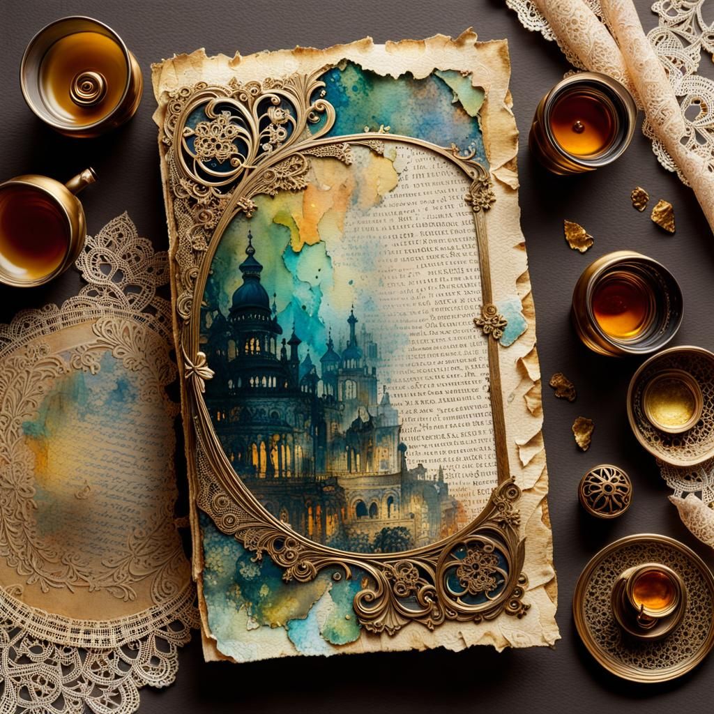 Post-Apocalyptic Scene in Vintage Watercolor Style