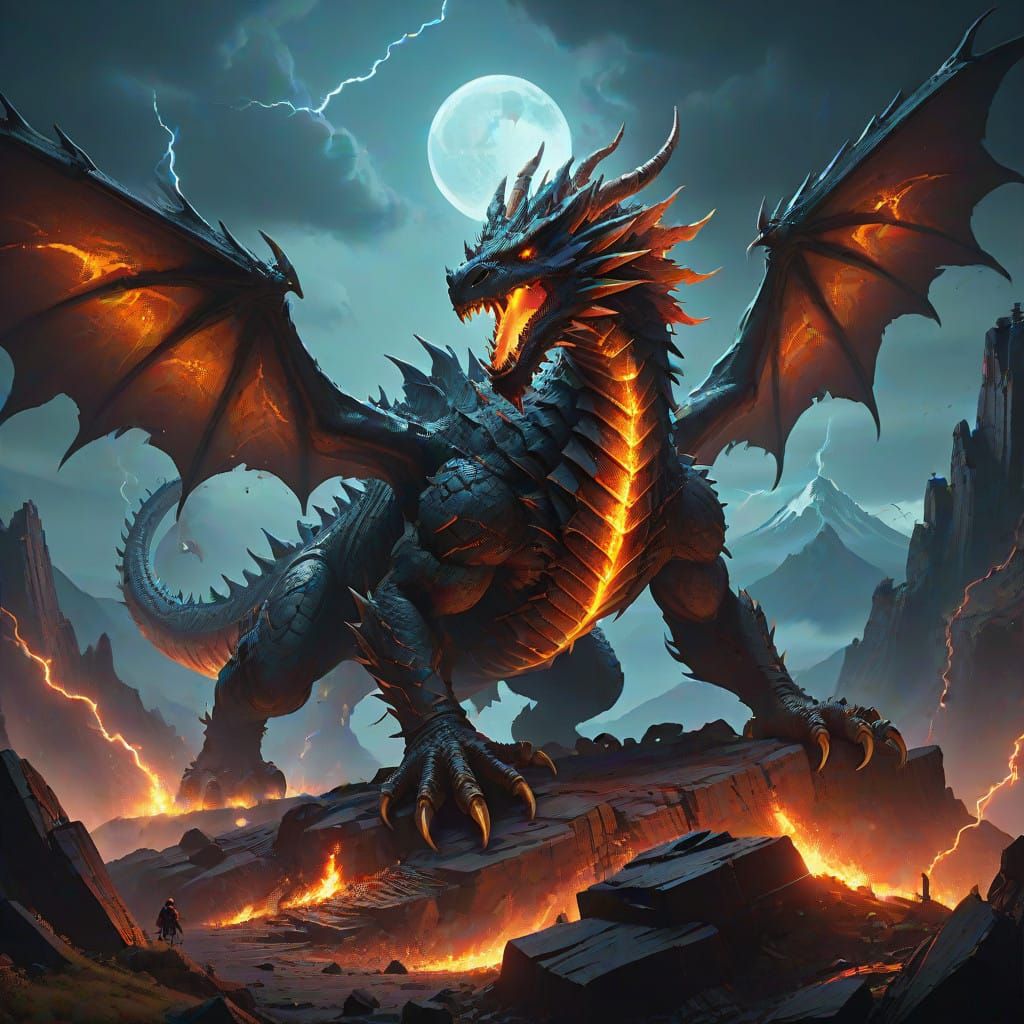 Ancient Elder Dragon Reigns Supreme in Blazing Volcanic Land...