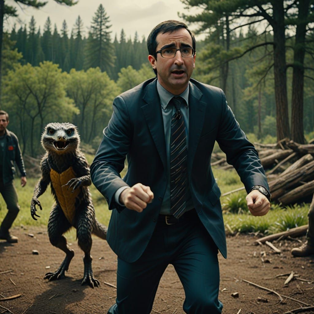 Cinematic John Oliver Battles a Feline Nemesis in Epic Film