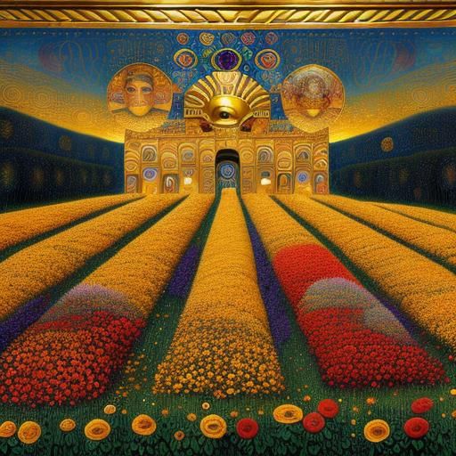 Floral Egyptian Casket in Surrealist Style