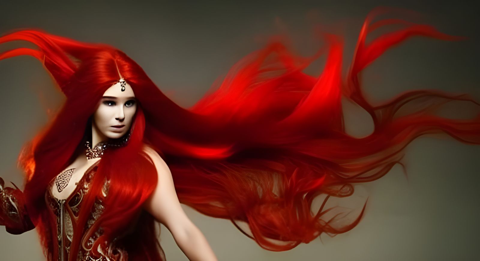 Fire Witch Conjuring a Demon: Professional Photography