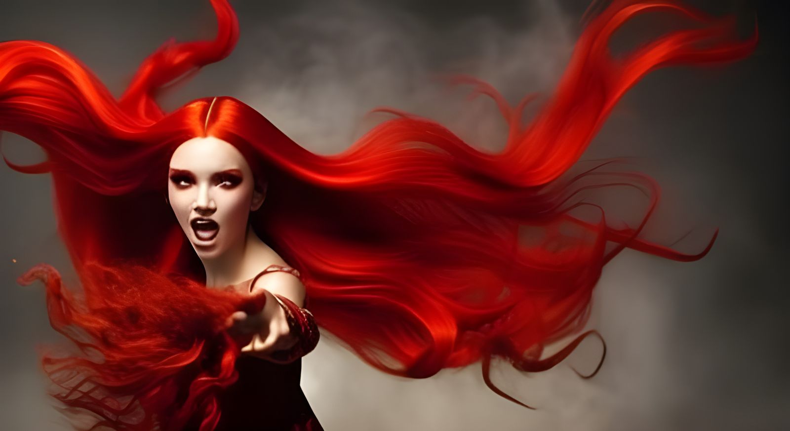 Fire Witch Conjuring a Demon from Hell