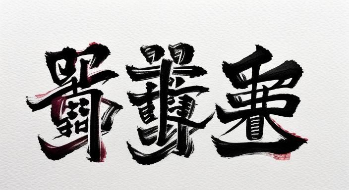 chinese letters of hope, love and faith. water colour ink ph...