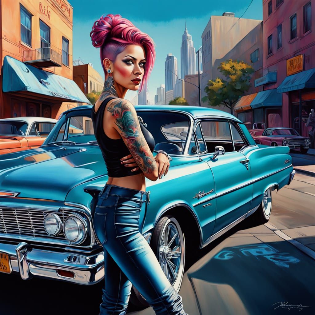 Hyperrealistic Airbrush Painter in Lowrider Style
