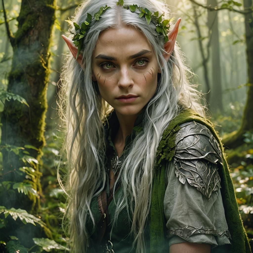 Wood Elf in Misty Forest, Cinematic Film Still