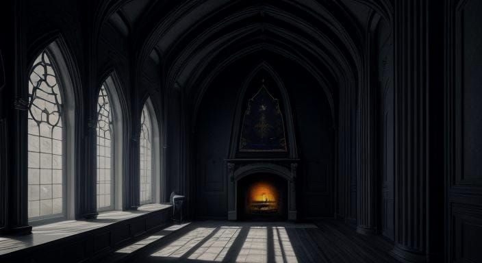 Moonlit Silhouette in Castle Great Hall
