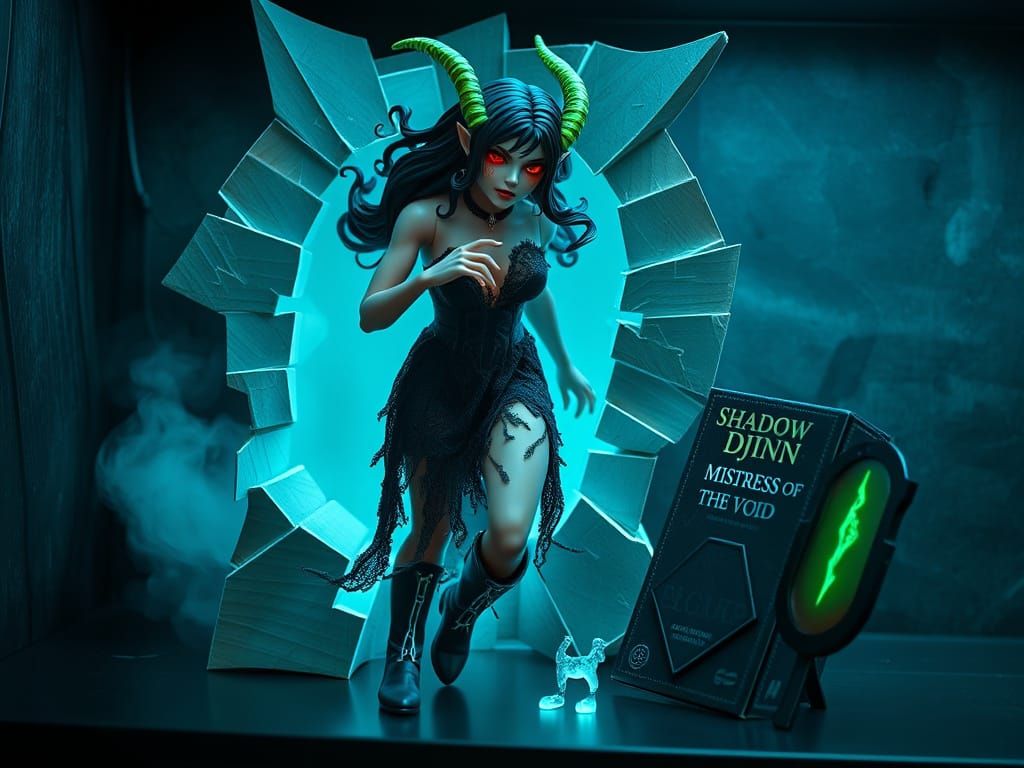 Gothic Djinn Action Figure Unleashed in a Burst of Neon