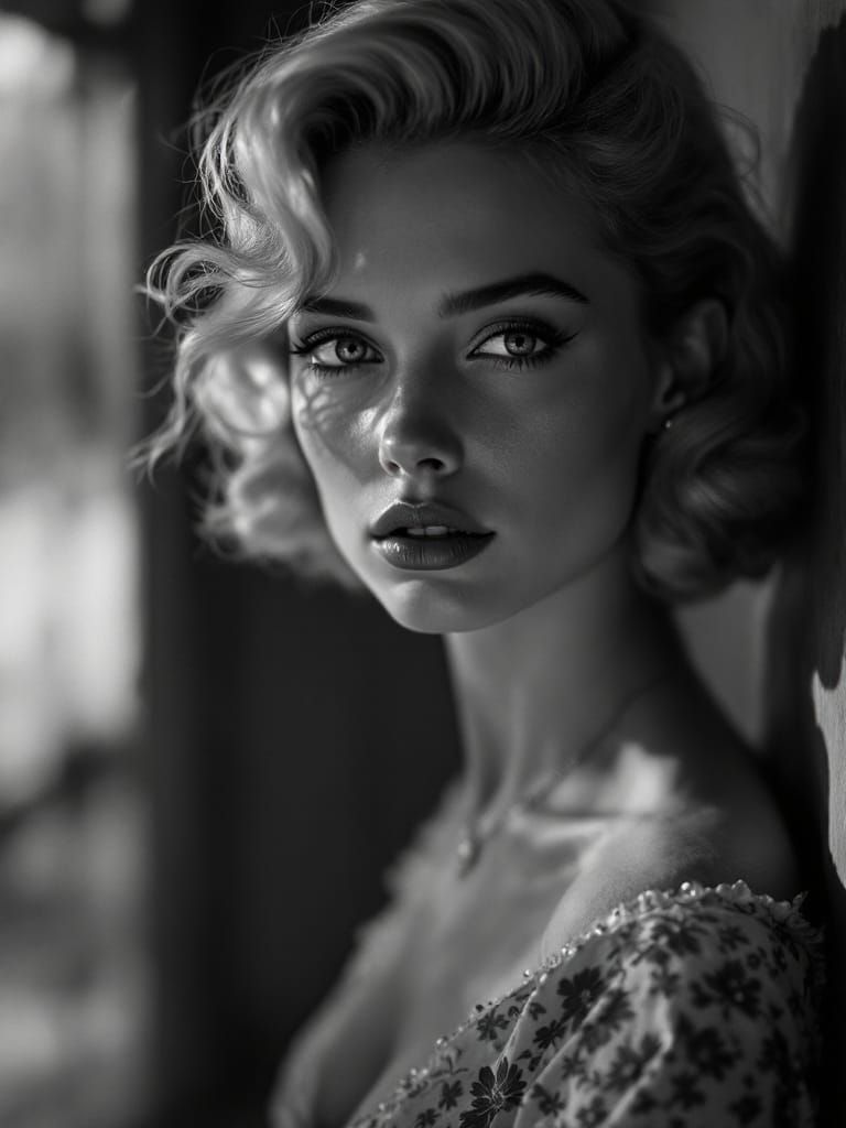 1950s Pin-Up Woman in Post-Apocalyptic Stillness