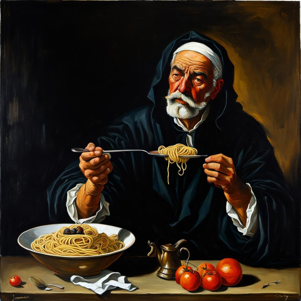Spaghetti Eater in Baroque Style