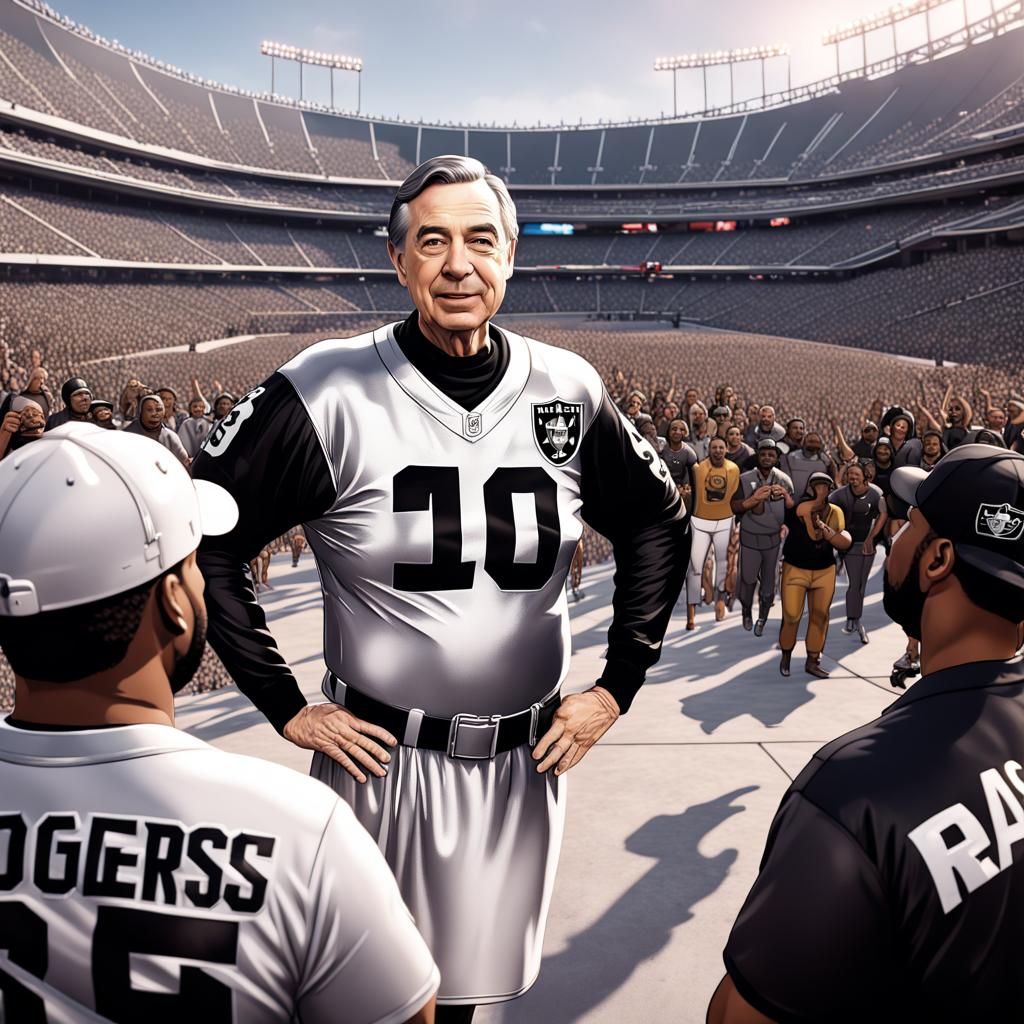 Mr. Rogers and Ice Cube with Raiders Fans