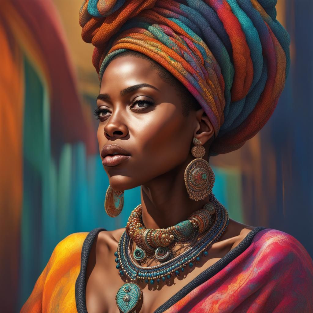 Hyperrealistic Portrait of Woman with Berber Jewelry