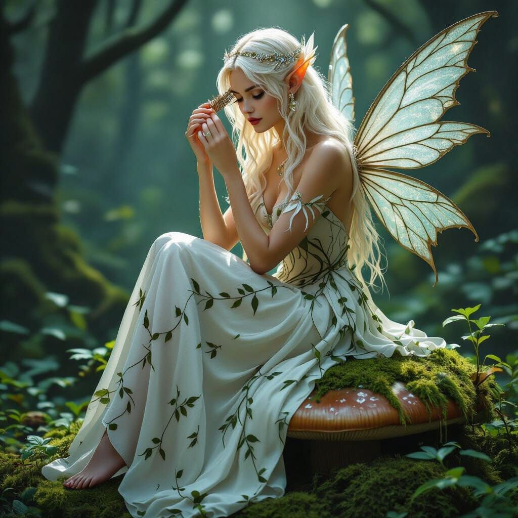 Elf in Dark Forest, Photorealistic Digital Art