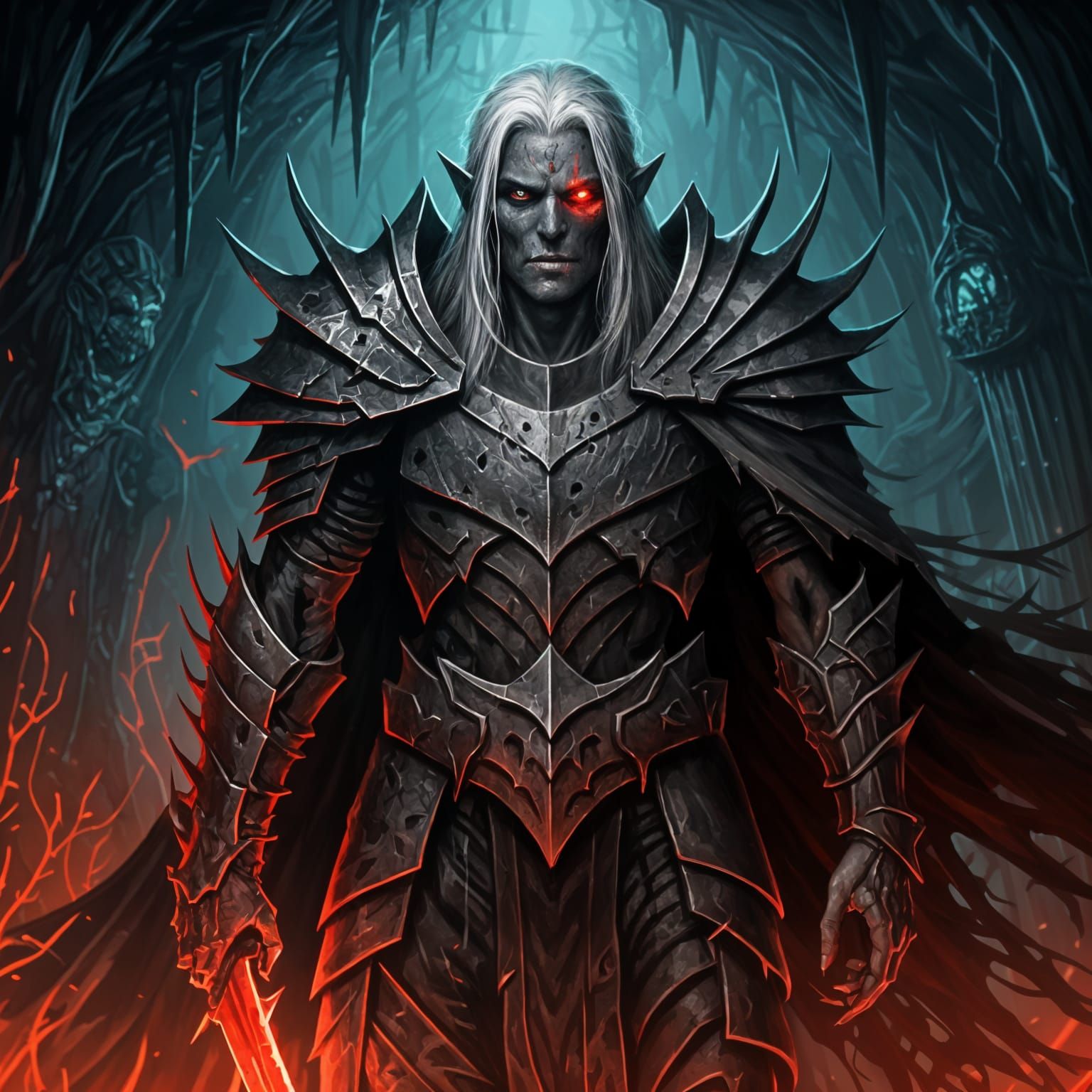 Undead Drow Warrior in Underground Cavern