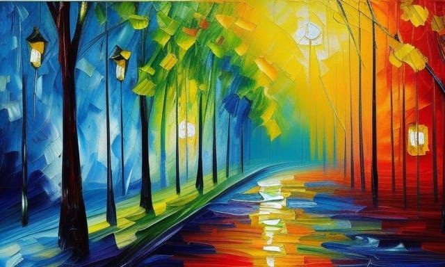 Colorful Textured Oil Painting in Expressionist Style