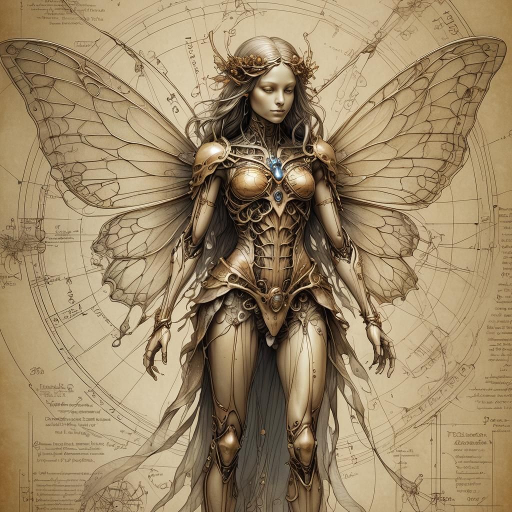 Fairy Anatomy Concept Art Inspired by Da Vinci