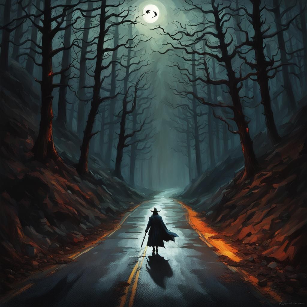 Sinister Witch's Road: Dark Fantasy Art