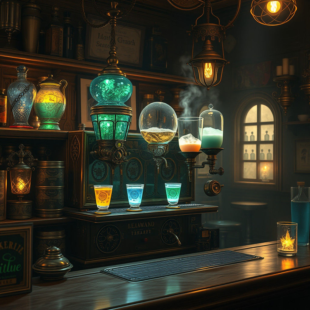 Mystical Apothecary: Soda Fountain with Levitating Drinks
