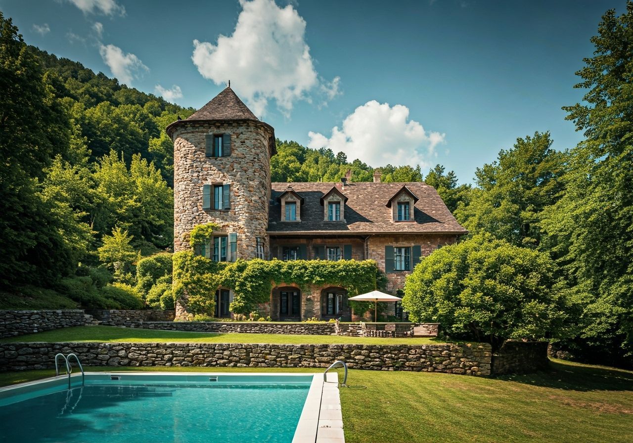 Art Nouveau Dream House with Pool and Tower