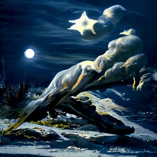 Starry Night Sky Moon in Oil Painting Style