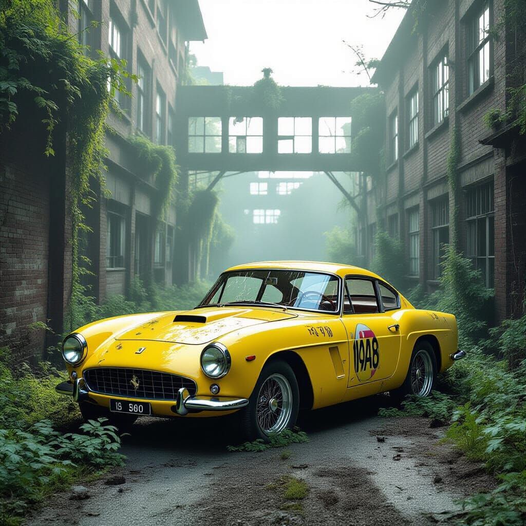 Moss-Covered 1948 Ferrari on Overgrown Road