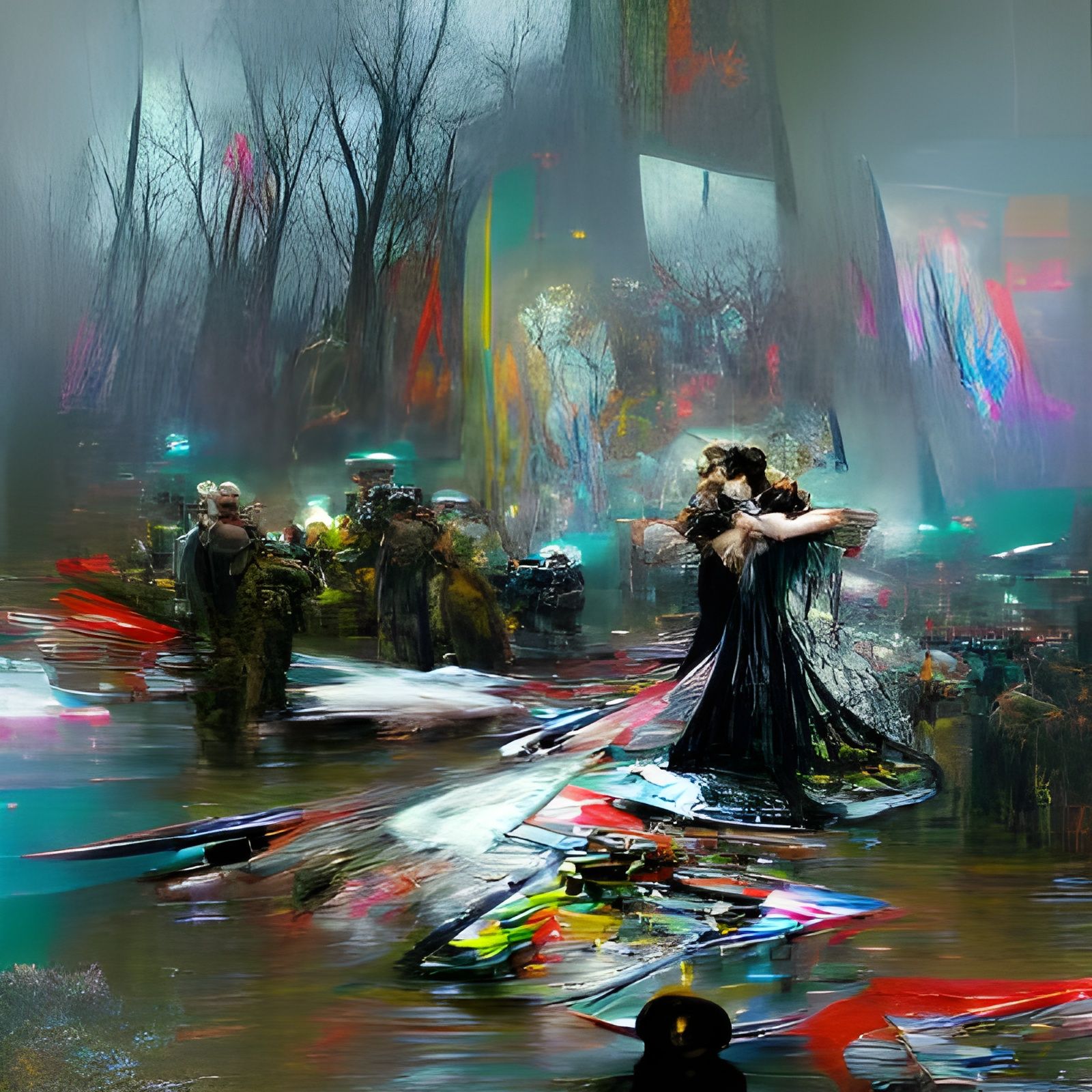 Ethereal Aurora in Dieselpunk Style: A Romantic Horror