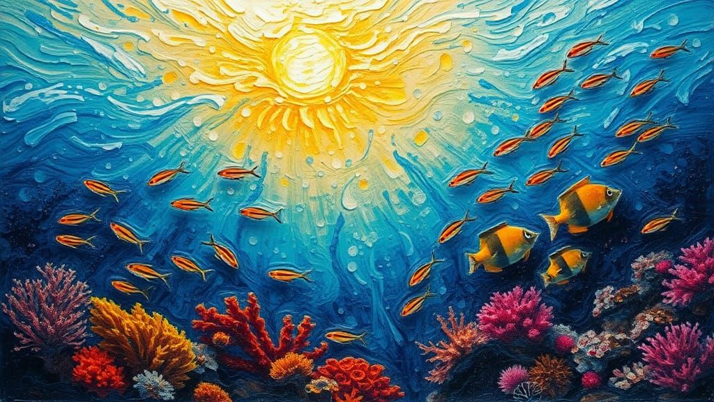 Enchanted Coral Reef in Impressionist Style