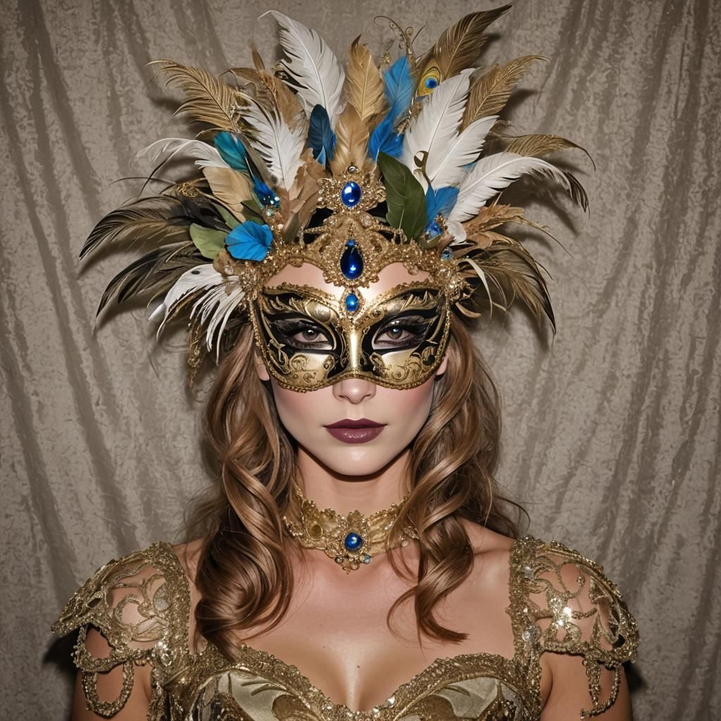 Mysterious Beauty at a Venetian Masquerade