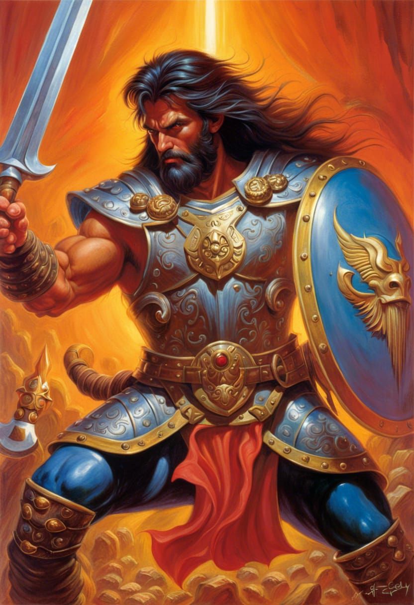 Detailed Warrior Artwork in Classical Style