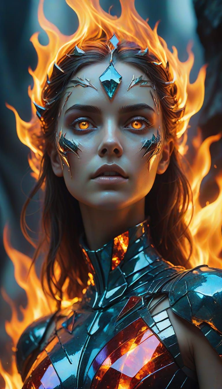 Resilient Woman of Fire-Forged Glass