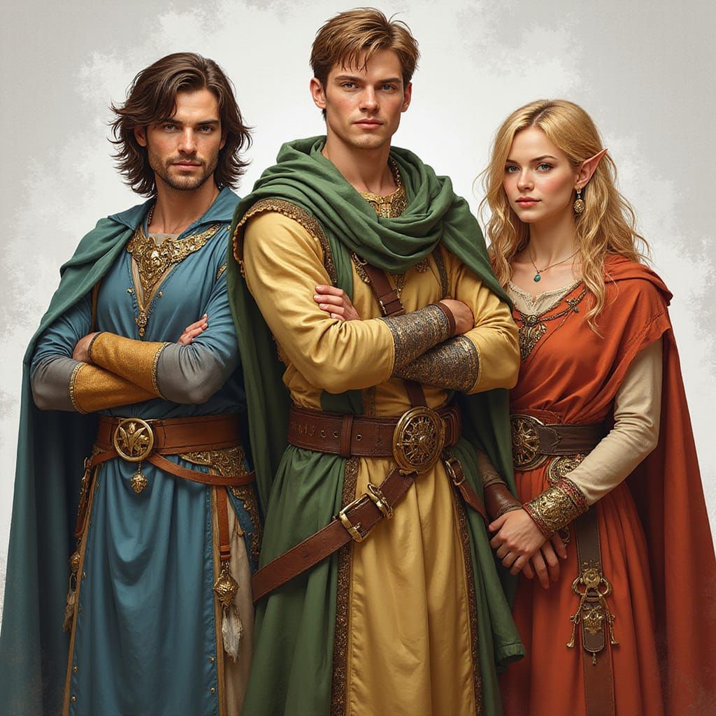 D&D Trio: Paladin, Rogue, and Bard Illustration