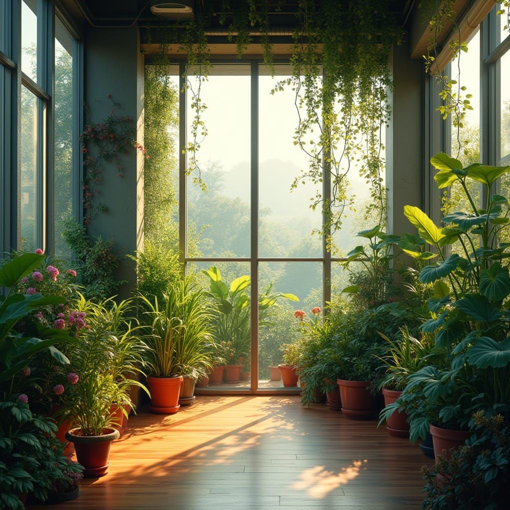 Surreal Green Oasis in Modern Room Interior