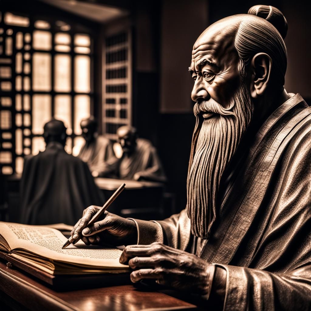 Confucius Meets Gandhi: Hyperrealistic Cinematic Portrait