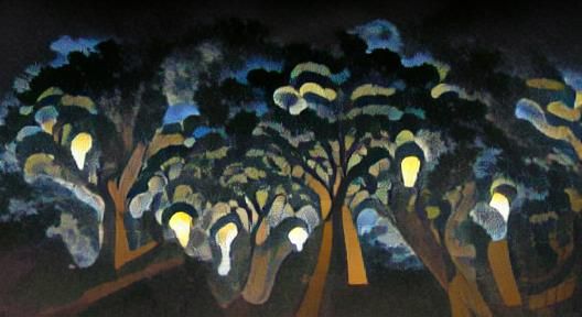 Trees Illuminated at Night