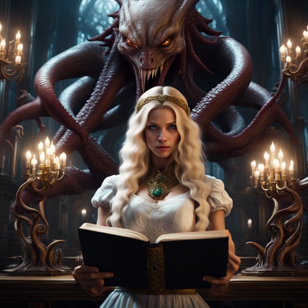 Hypnotized Princess and Tentacled Monster: Hyperrealistic Ar...