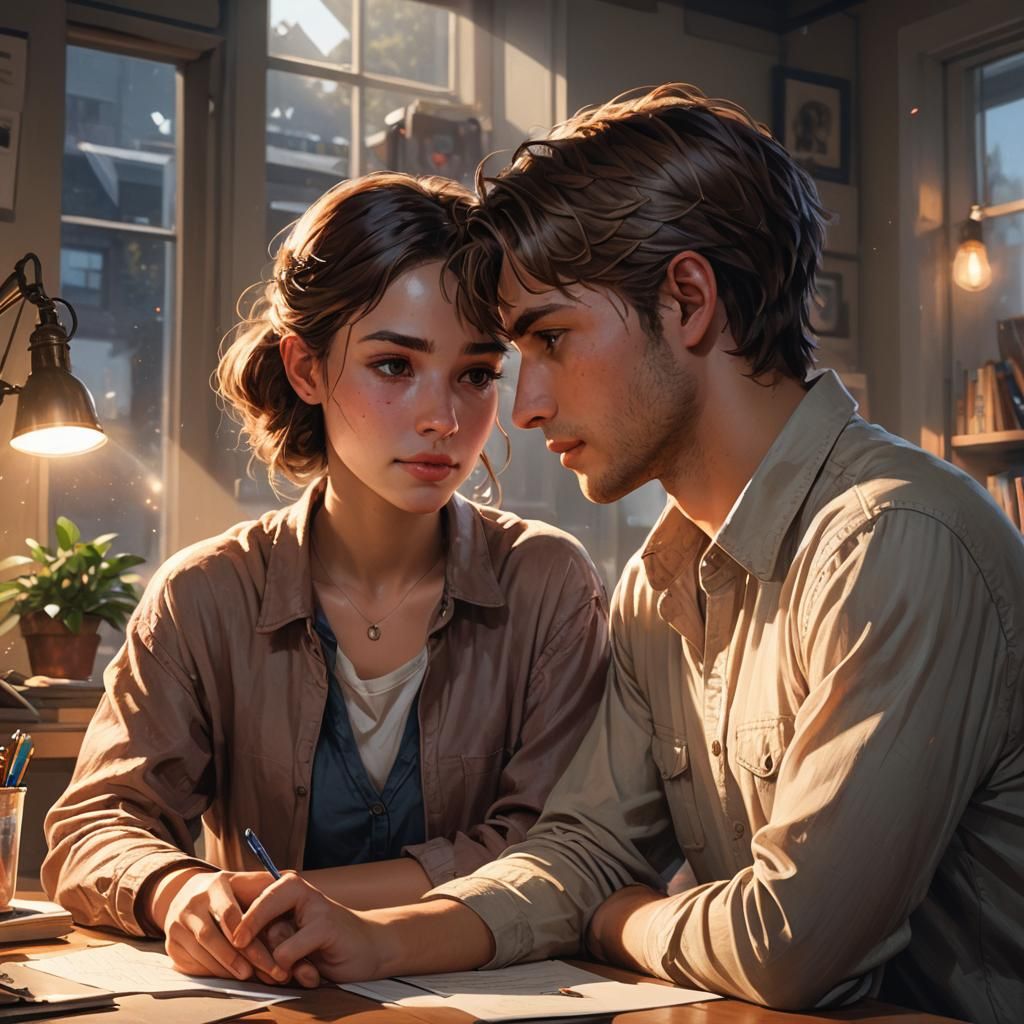 Romantic Portrait of Couple with Volumetric Lighting