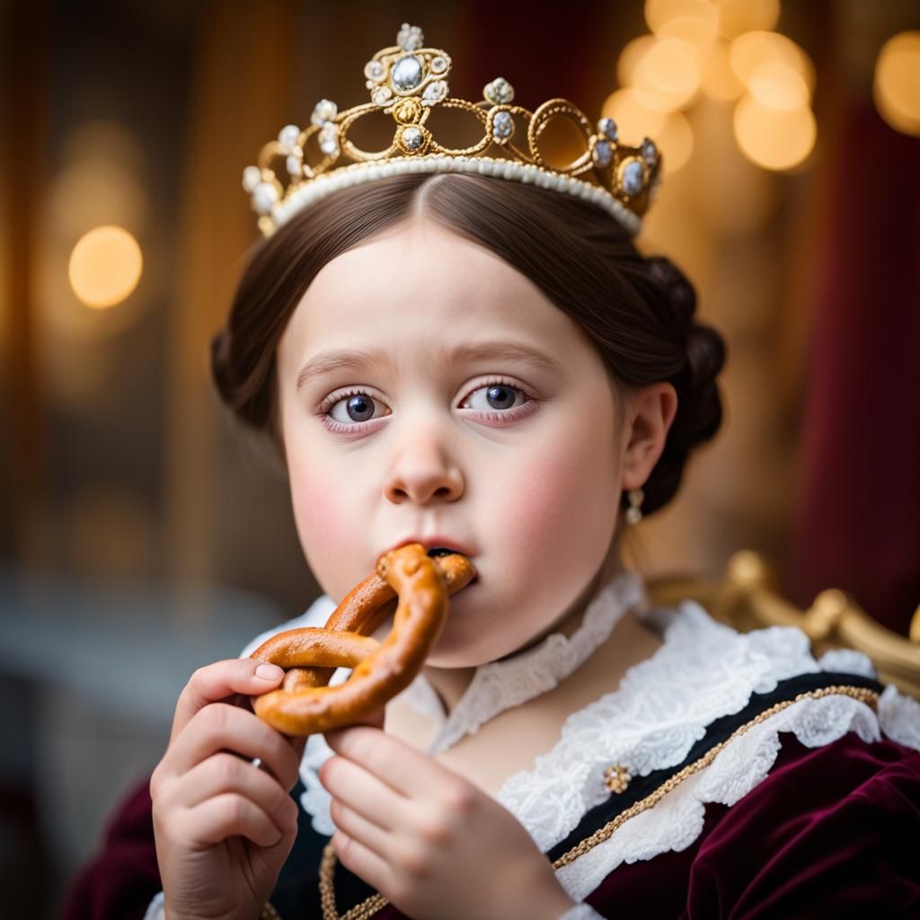 Queen Victoria Eating Pretzel: Professional Photography
