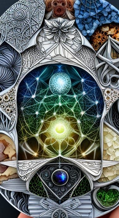 Hematite and Moldavite Fractal Schematic with Runes