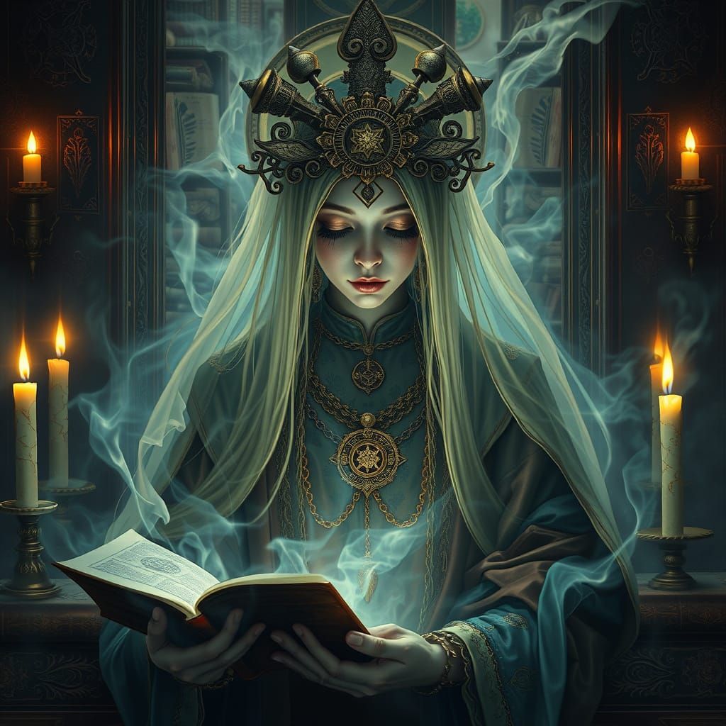 Mystical Woman in Esoteric Ceremony, Dark Art