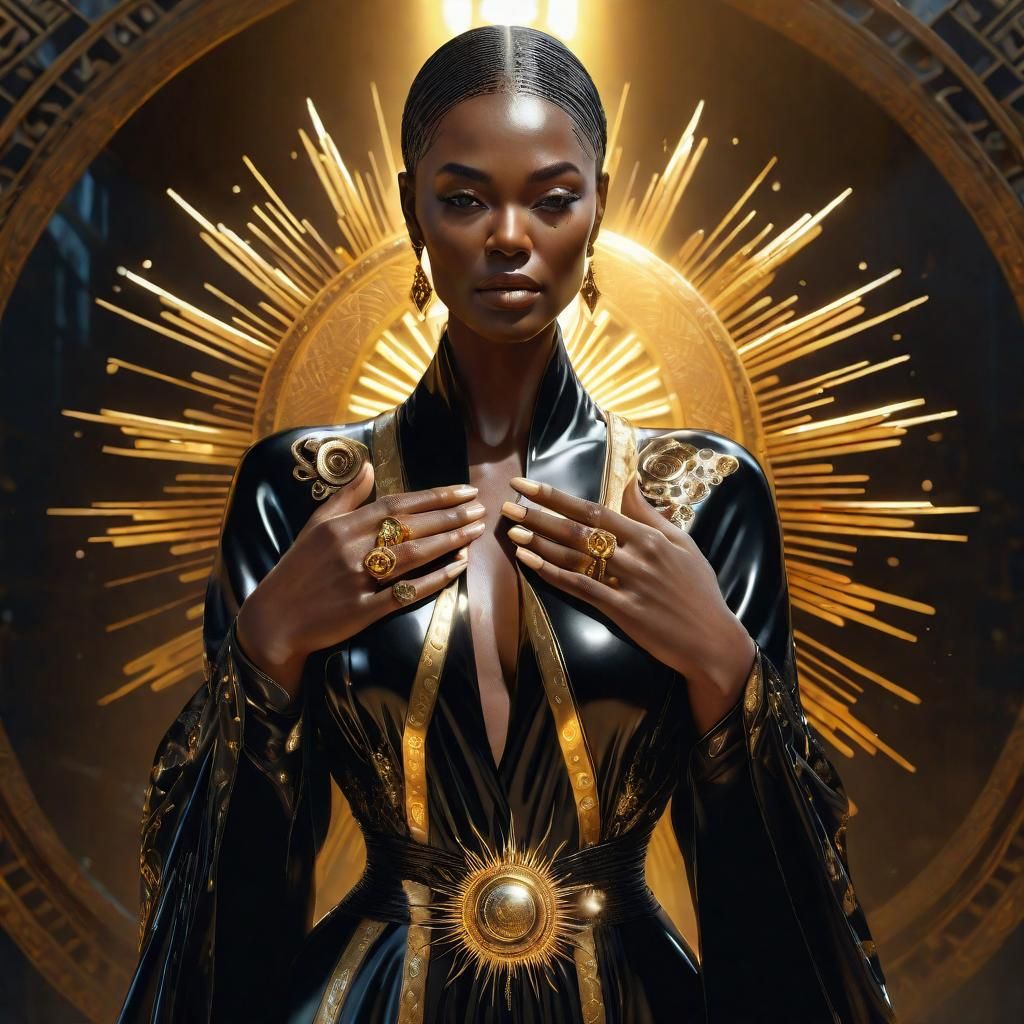 Woman in Latex Robe: Hyperrealistic Splash Art