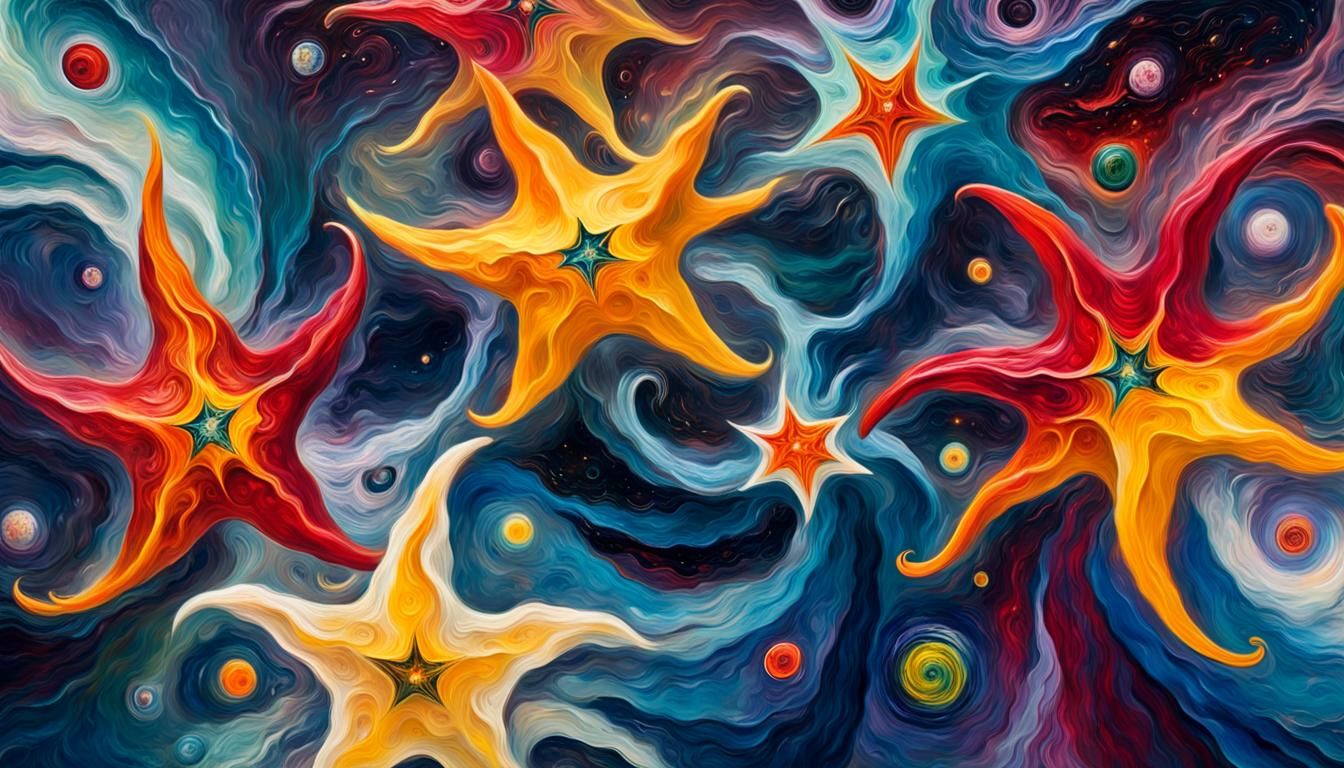 Swirling Stars in Vivid Impasto Oil Paint Style