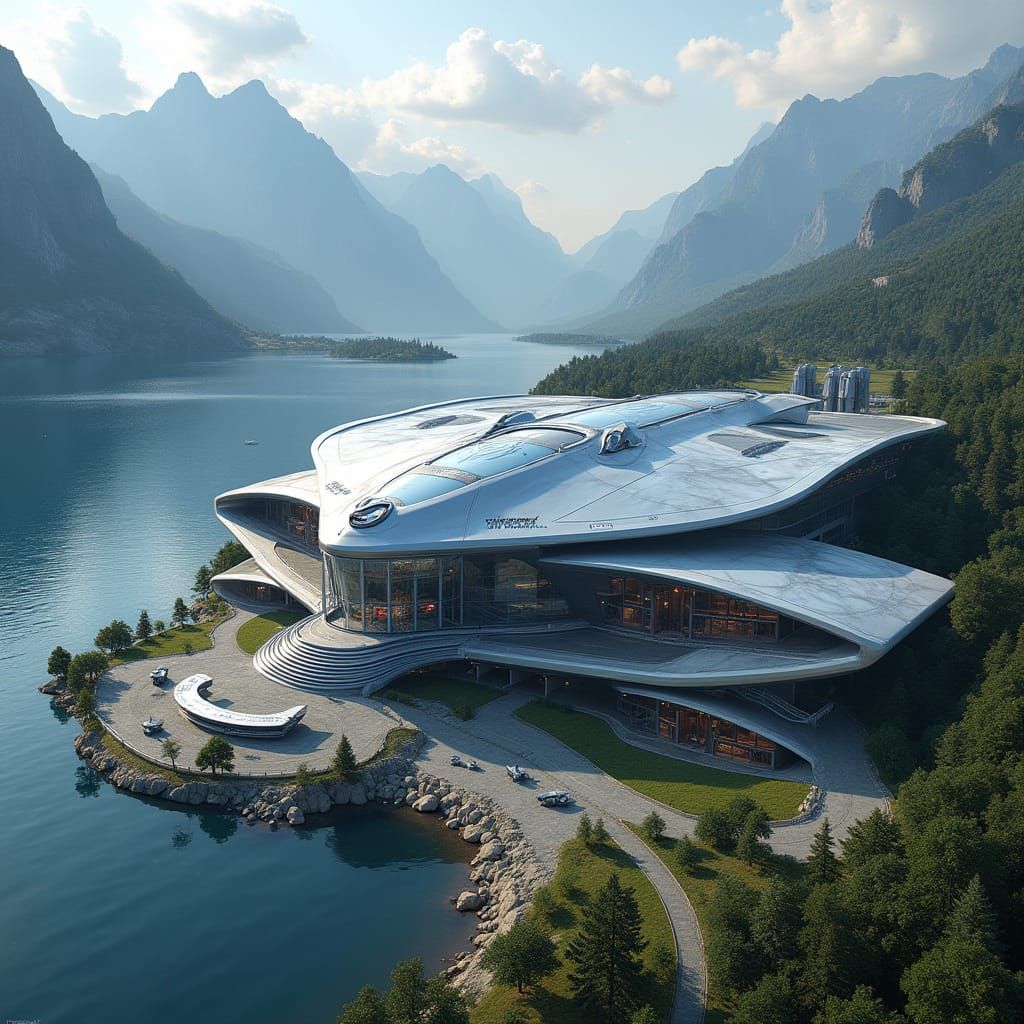 Sleek Avengers HQ Blends Futuristic Tech with Serene Nature