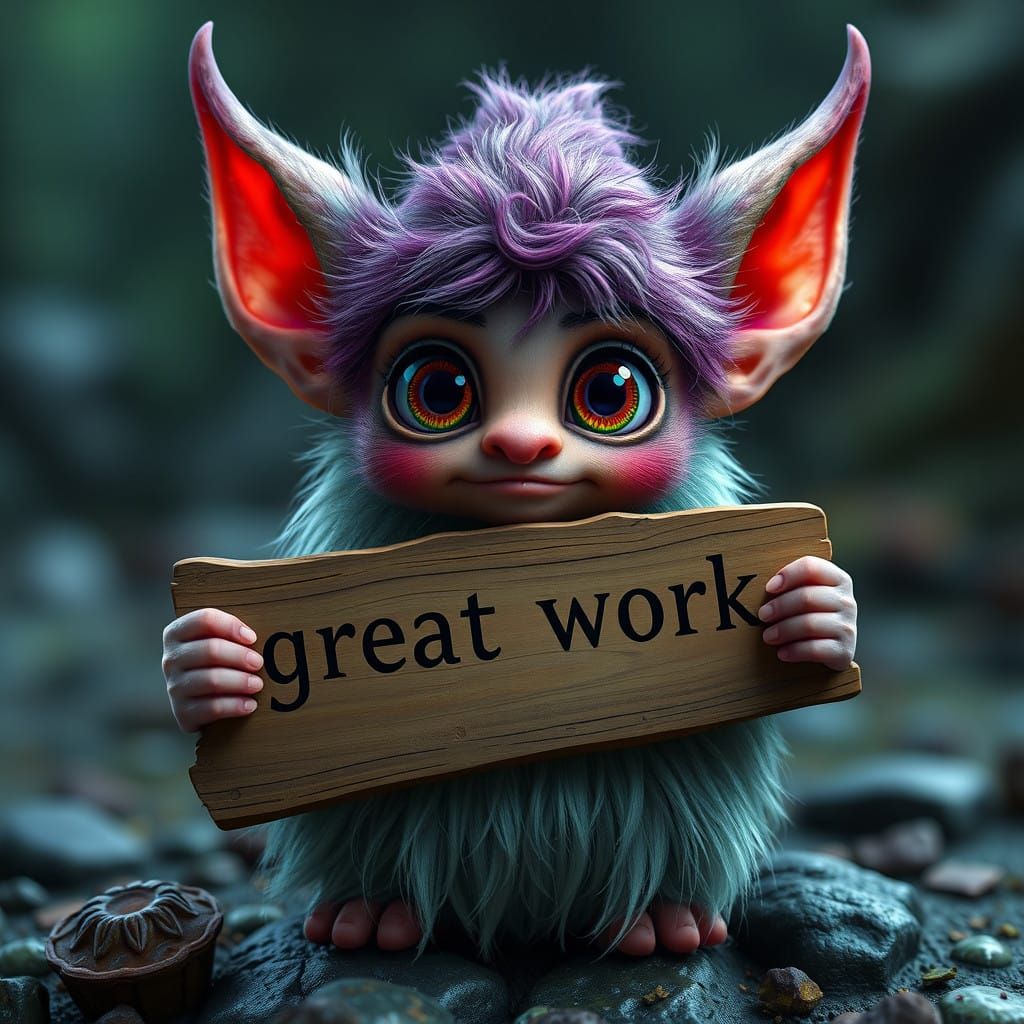 Goblin Fairy Gnome Creature Celebrates Artistic Success in D...