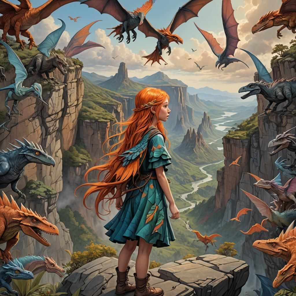 Fantasy Girl with Pterodactyl Wings Portrait