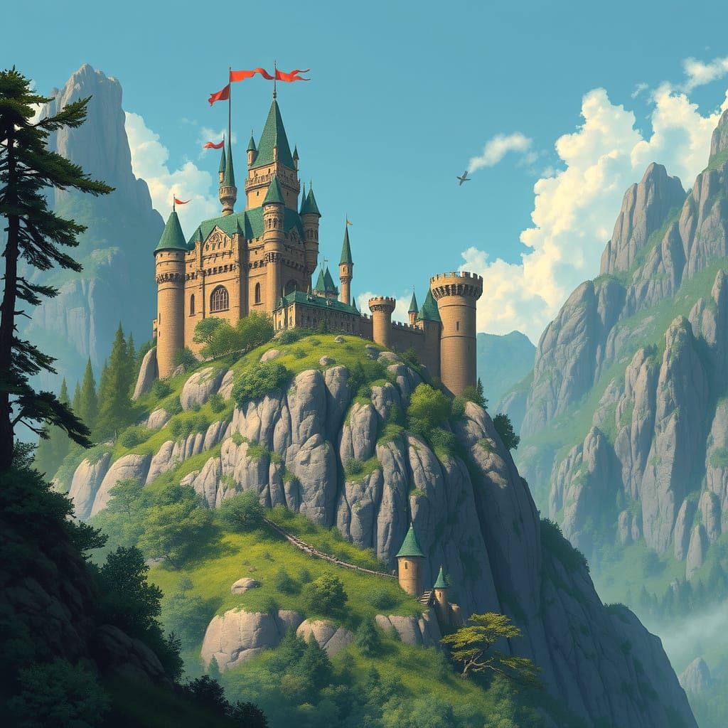 Majestic Castle Fortress Inspired by Romanticism