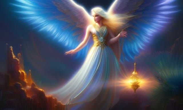 Ethereal Golden Guardian Angel Concept Art