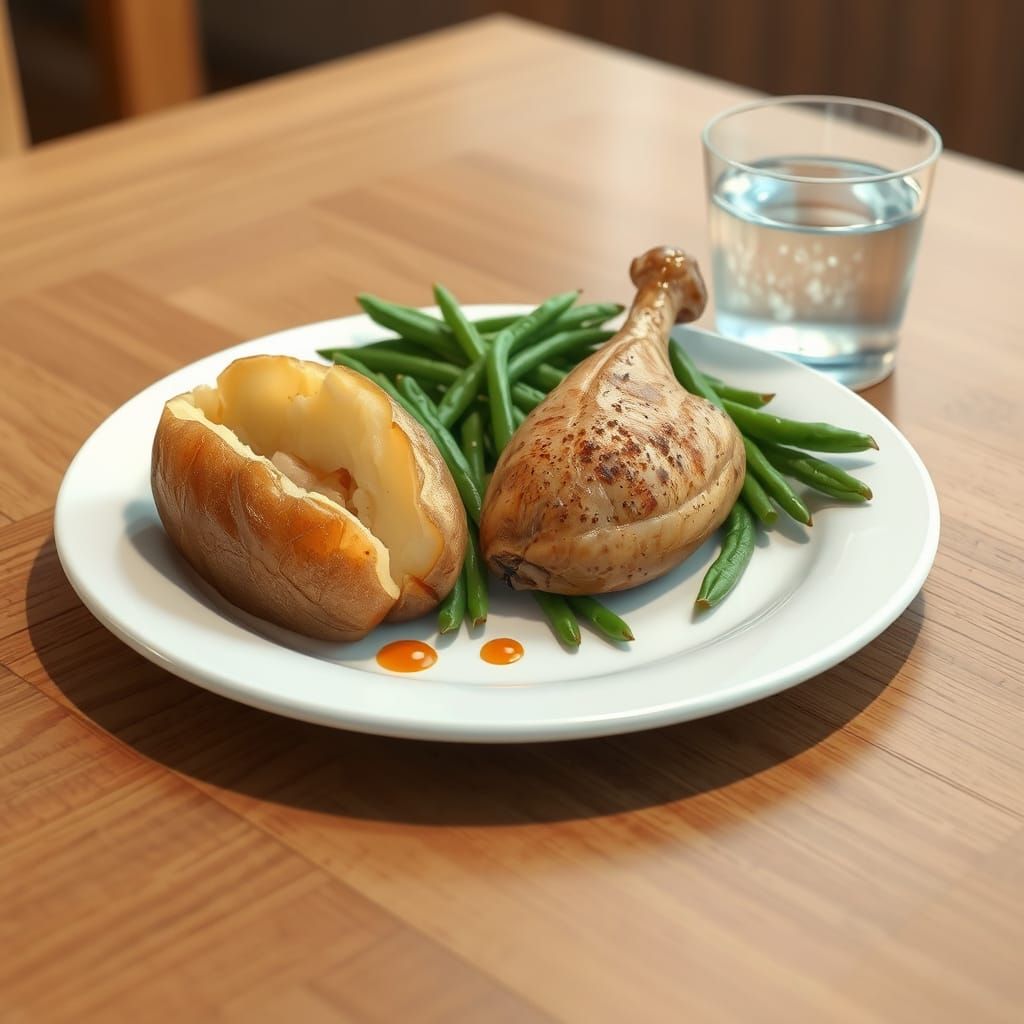 Simple Anime Plate: Potato, Beans and Chicken