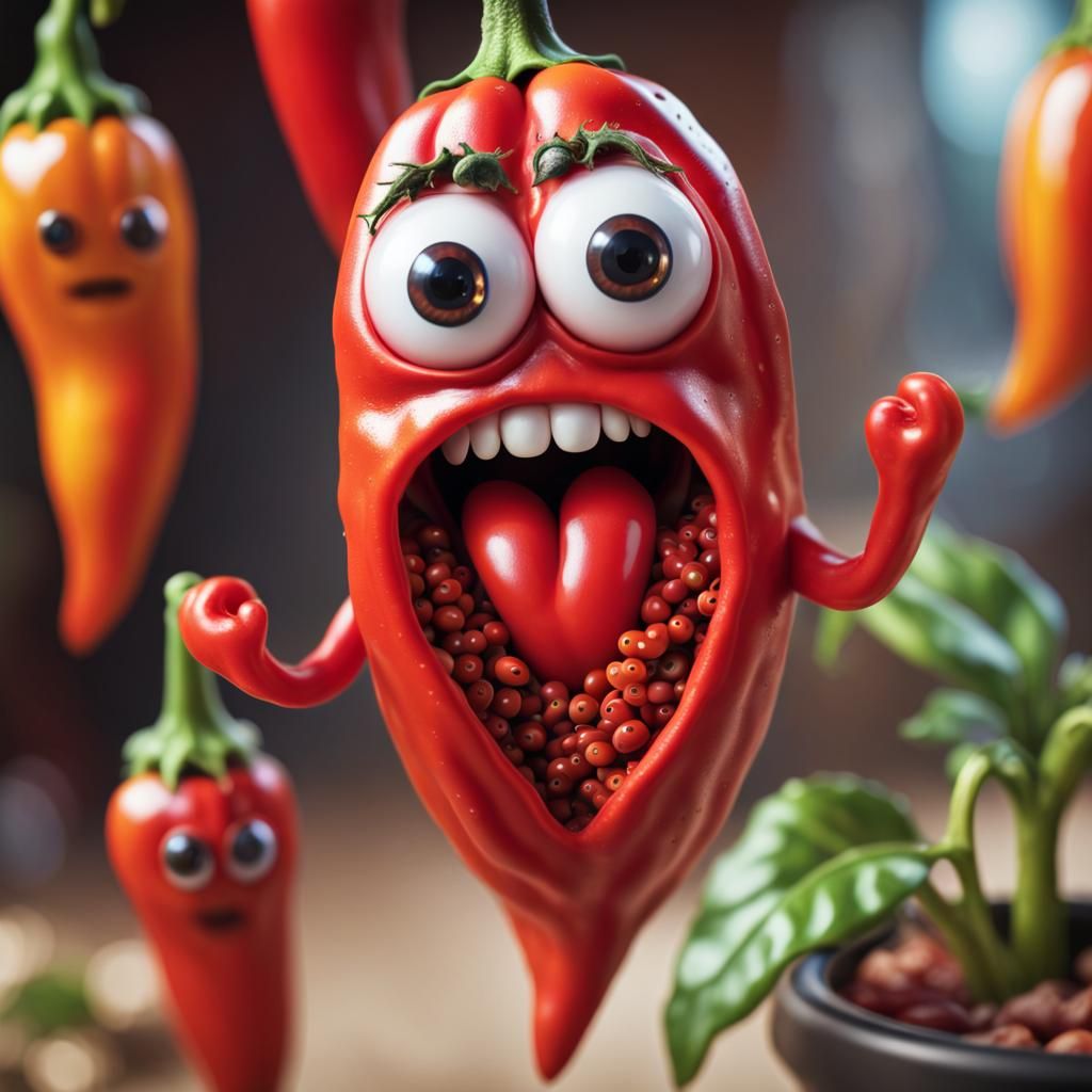 Adorable Googly-Eyed Chili Pepper in Macro Photo