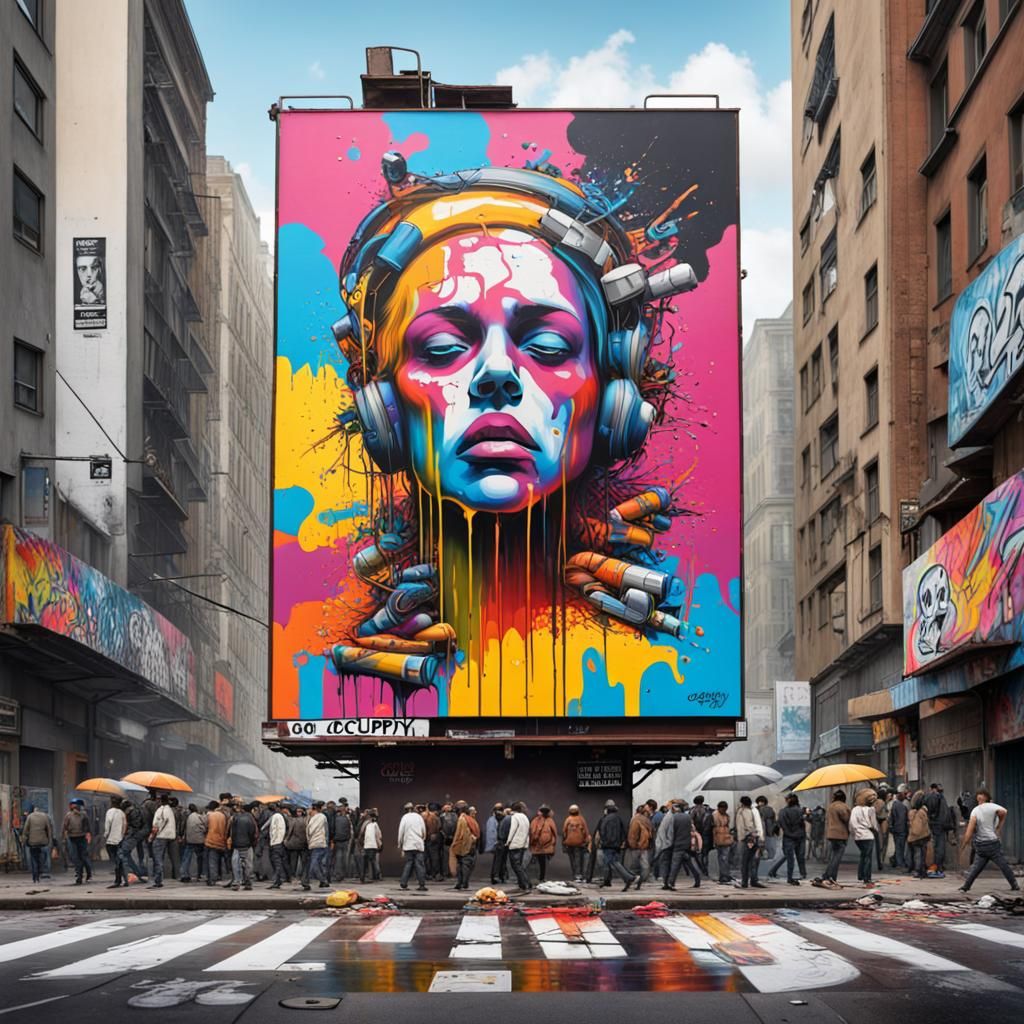 Occupy My Mind Billboard in Graffiti Street Art