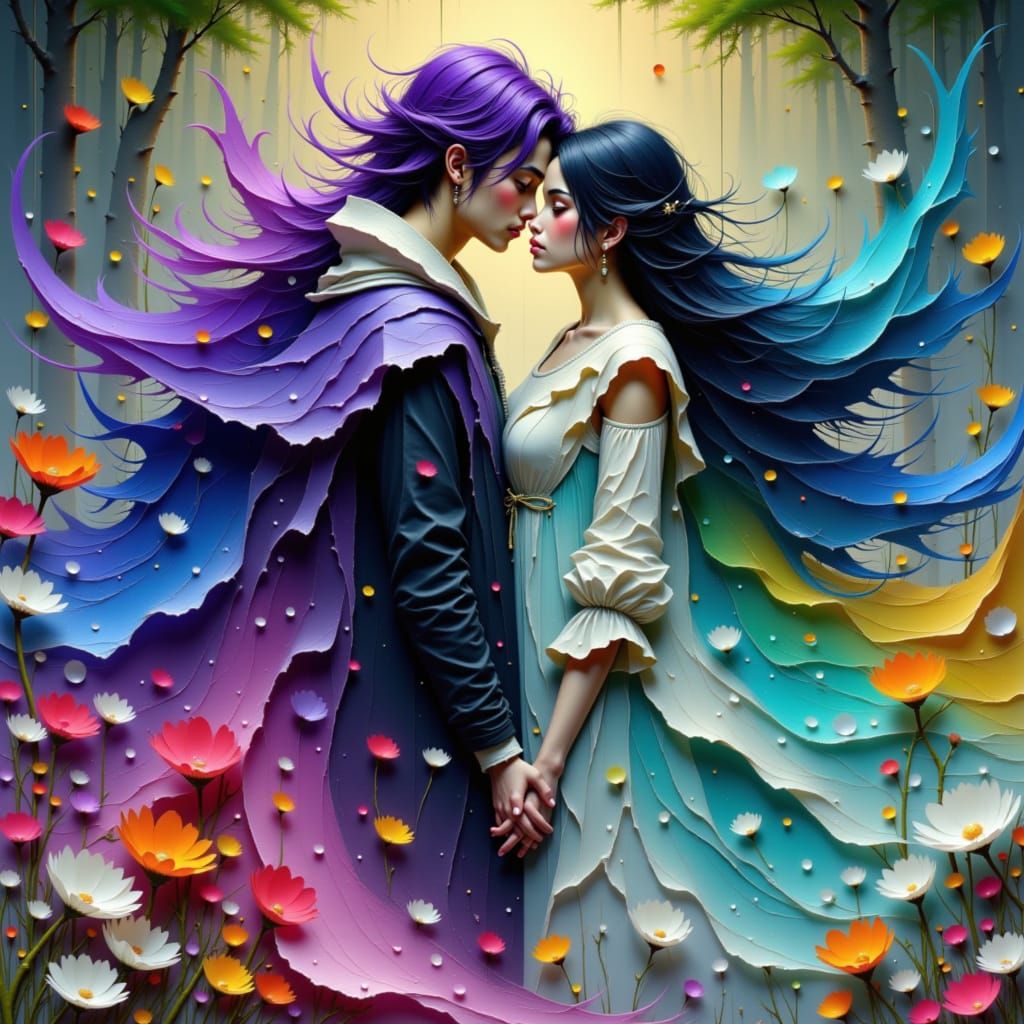 Couple Amidst Swirling Elements