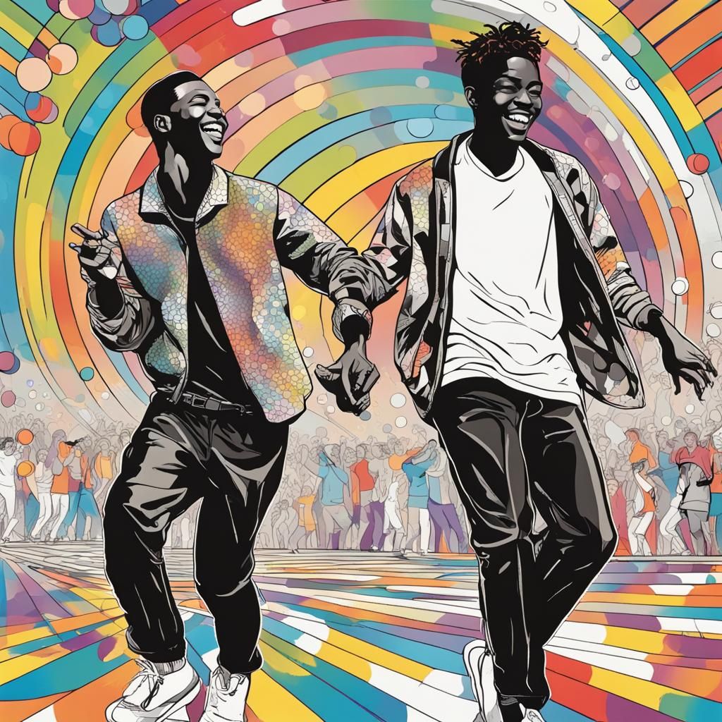 Cheerful Couple Dancing in Pop Art Style